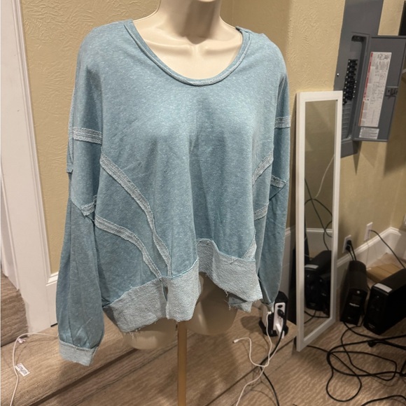 NEW SIZE L/XL Zenana Outfitters Light Blue Hoodie - Picture 3 of 10